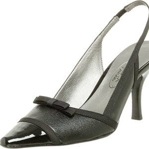 Circa Joan & David Black  Patent Slingback heeled pumps